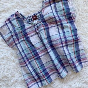 Linen blend plaid shirt